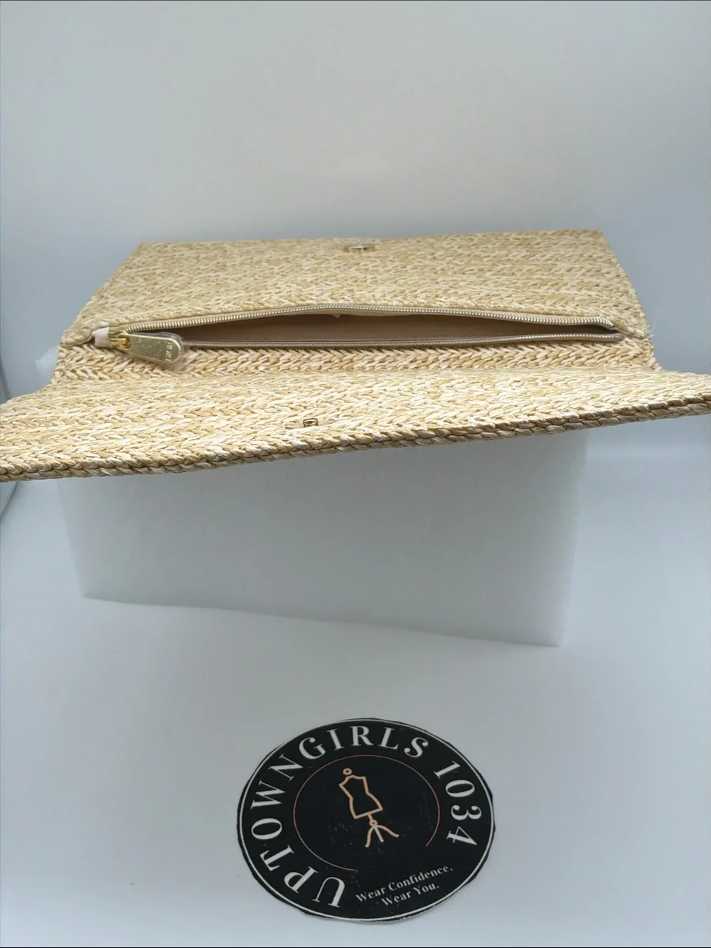 Dior Natural Raffia Woven Clutch / Pouch – Embroidered DIOR Logo New